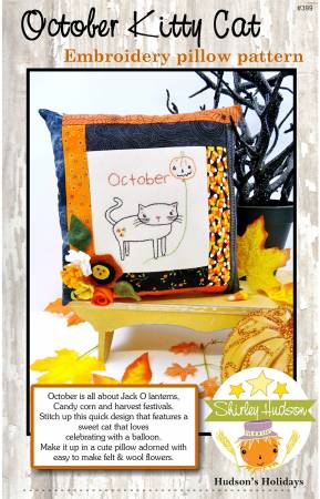 October Kitty CatEmbroidery Pillow Pattern