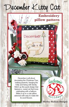 December Kitty Cat Embroidery Pillow Pattern