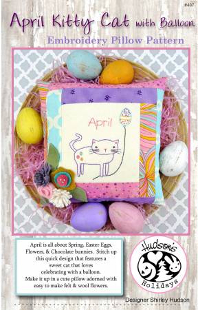 April Kitty Cat Embroidery Pillow Pattern