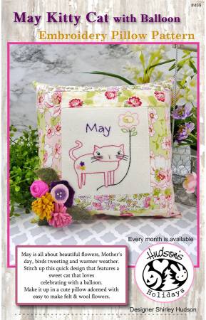 May Kitty Cat Embroidery Pillow Pattern