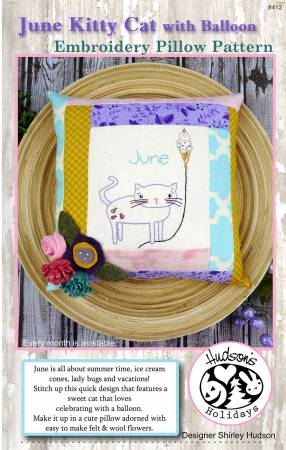 June Kitty Cat Embroidery Pillow Pattern