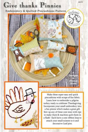 Give Thanks Pinnie Embroidery & Pincushion