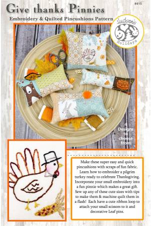 Give Thanks Pinnie Embroidery & Pincushion