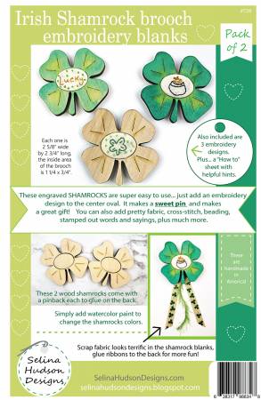 Irish Shamrock Brooch - Embroidery Blanks