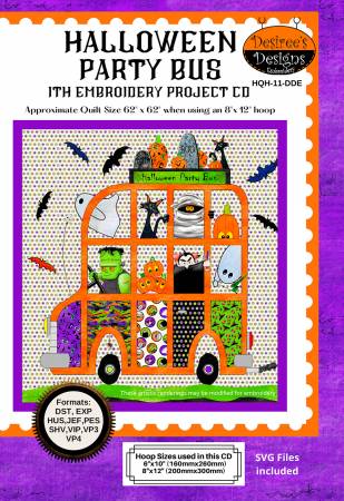 Halloween Party Bus ITH Embroidery Project