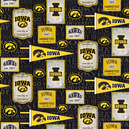 NCAA University of Iowa Vintage Pennant Allover Cotton