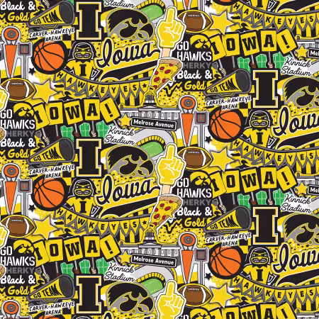 NCAA-IOWA Doodle Allover cotton