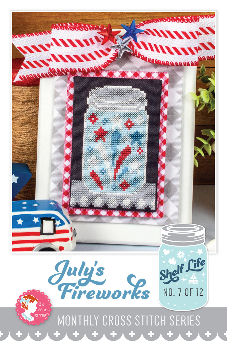 July's Fireworks Shelf Life Cross Stitch Pattern