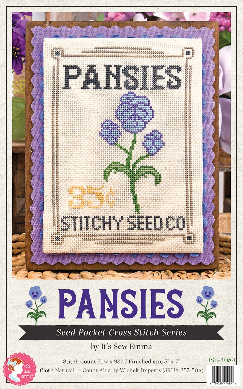 Stitch Packet Pansies Seed Packet Cross Stitch Pattern