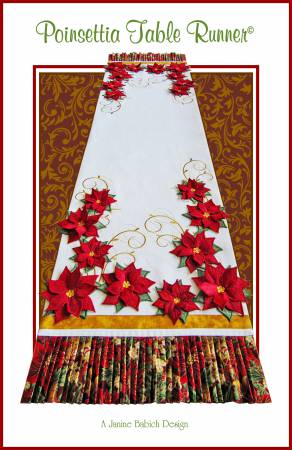 Poinsettia Table Runner Machine Embroidery