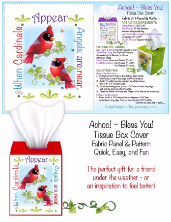 Cardinals Tissue Box Panel and Pattern