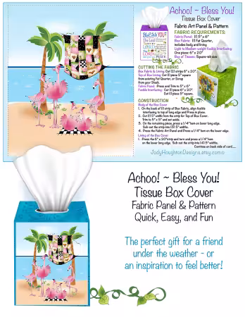 Flamingo Tissue Box Cover Panel and Pattern