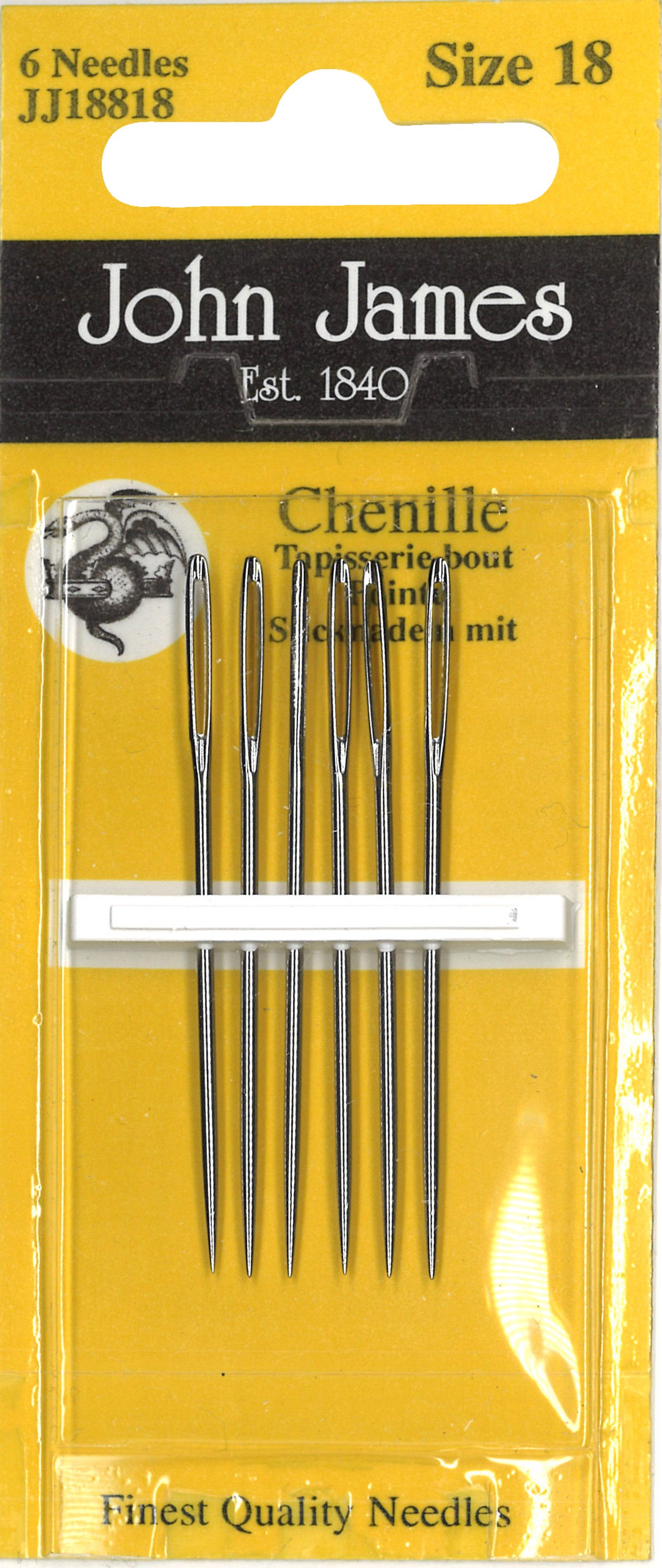 John James Blister Pack Chenille Needles Size 18