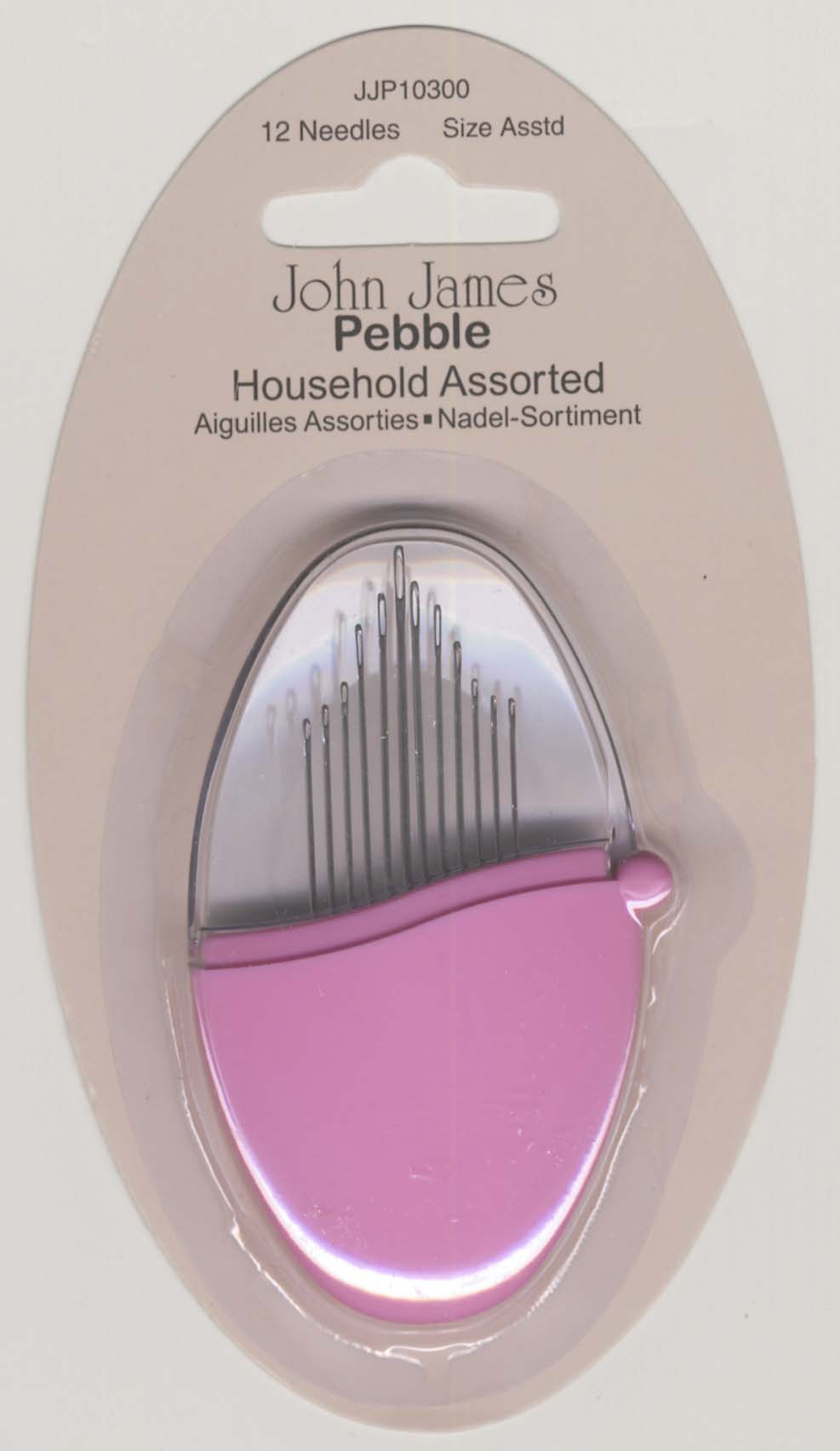 John James Pebbles Household Needles Assorted Sizes 12ct Vivacious Pink