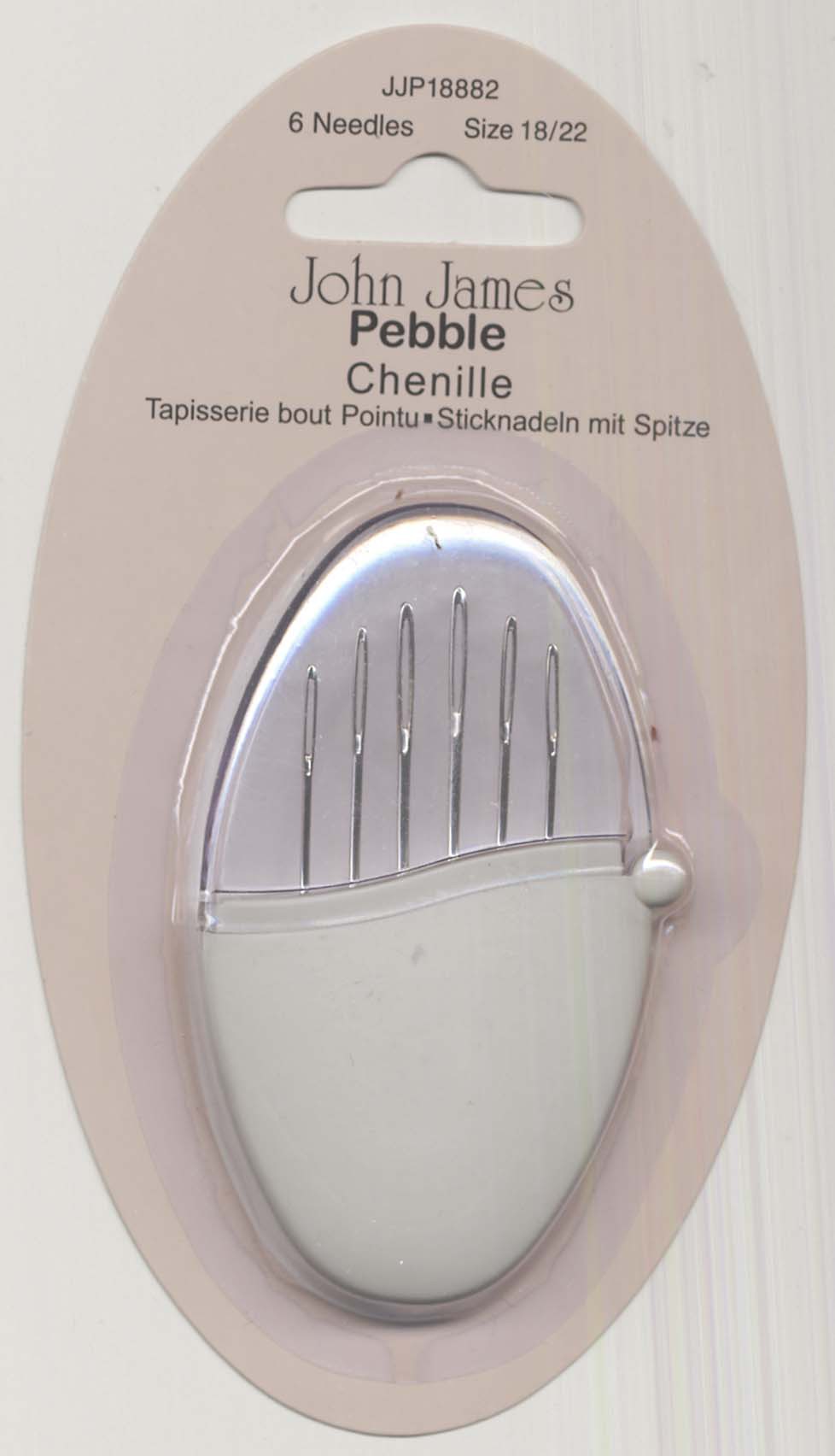 John James Pebbles Chenille Needles Assorted Sizes 18/22 6ct Misty Grey