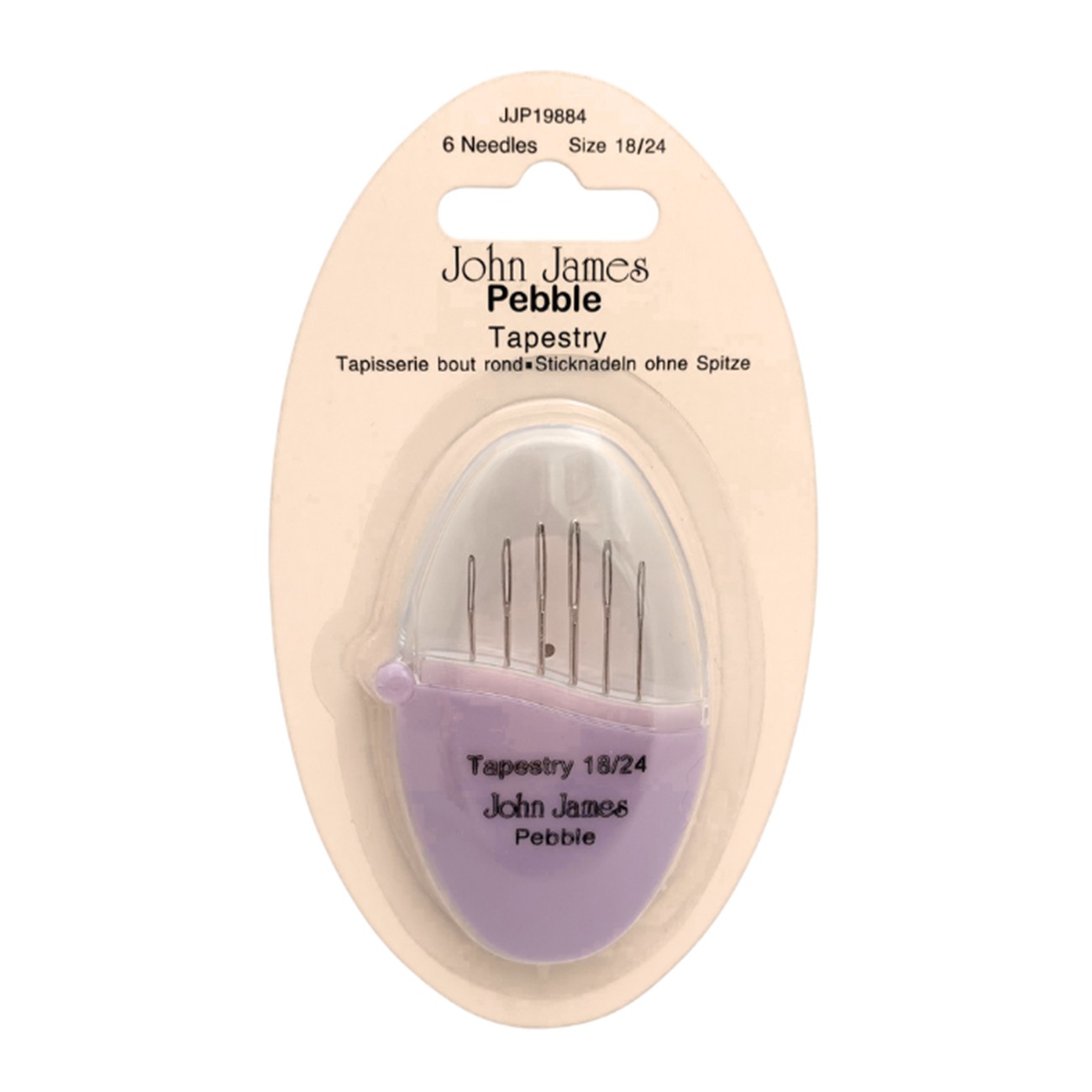 John James Pebbles Tapestry Needles Assorted Sizes 18/24 6ct Soothing Lavender