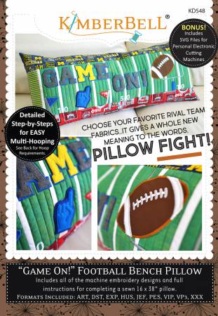 Game On Football Bench Pillow Machine Embroidery