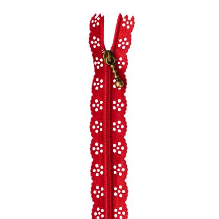 Lace Zipper 14in Ruby