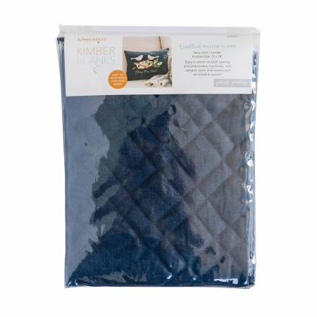 Quilted Pillow Cover Blank, 13inx19in Navy Linen, Plaid Quilting