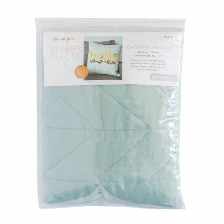 Quilted Pillow Cover Blank, 19inx19in Mist Blue Linen, Herringbone Quilting