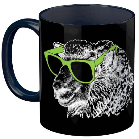 Knit Happy Black Cool Sheep Mug
