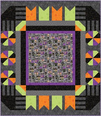 Howetown Halloween Town Square Quilt Kit, 57.5in x 66in