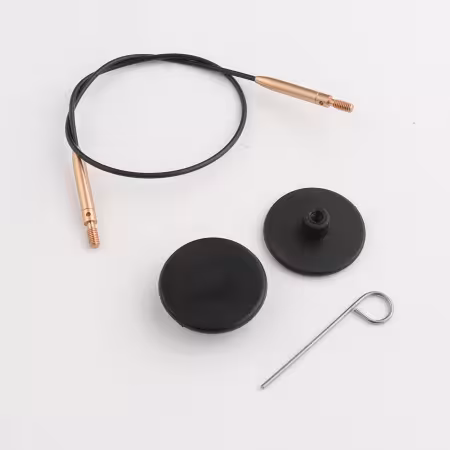 Black Stainless Steel Swivel Cord with Matte Gold Connector 20cm - 40cm / 16in