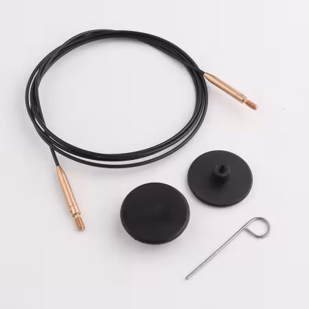 Black Stainless Steel Swivel Cord with Matte Gold Connector 94cm - 120cm / 47in