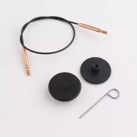 Black Stainless Steel Fixed Cord with Matte Gold Connector 20cm - 40cm / 16in