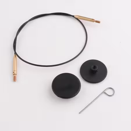 Black Stainless Steel Fixed Cord with Matte Gold Connector 30cm - 50cm / 20in