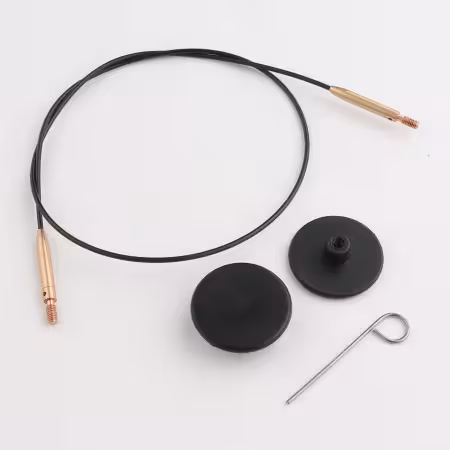 Black Stainless Steel Fixed Cord with Matte Gold Connector 35cm - 60cm / 24in