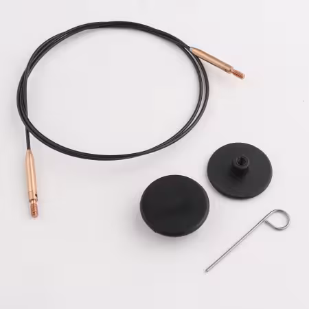 Black Stainless Steel Fixed Cord with Matte Gold Connector 56cm - 80cm / 32in