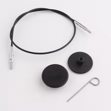 Black Stainless Steel Swivel Cord with Silver Connector 28cm - 50cm / 20in