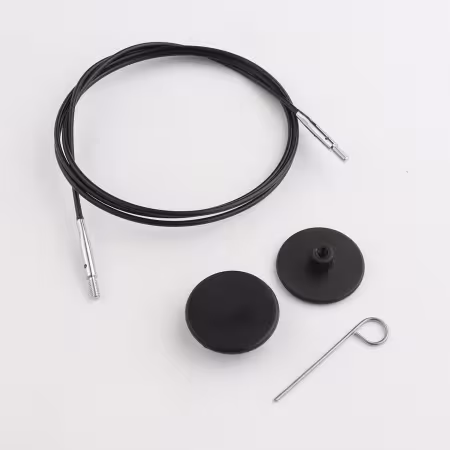 Black Stainless Steel Swivel Cord with Silver Connector 76cm - 100cm / 40in