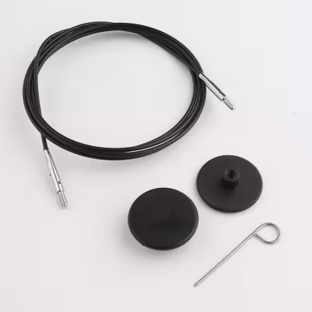 Black Stainless Steel Swivel Cord with Silver Connector 94cm - 120cm / 47in