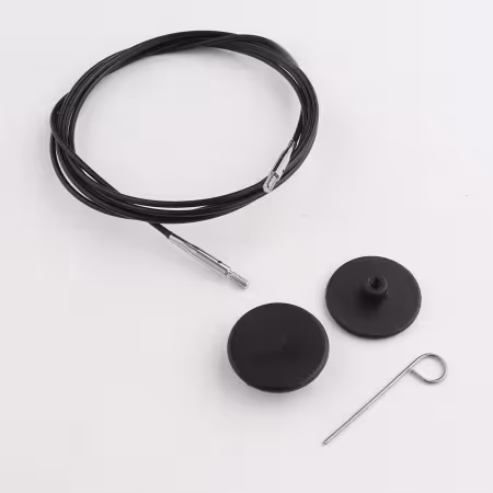 Black Stainless Steel Swivel Cord with Silver Connector 126cm - 150cm / 60in