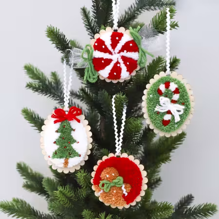 Cozy Christmas Ornaments Punch Needle Kit