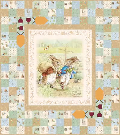 Peter Rabbit & Benjamin Bunny Peter's Garden Adventures Quilt Kit