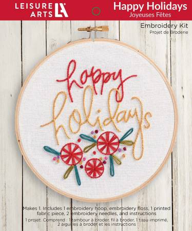 Leisure Arts Embroidery Kit 6in Happy Holidays