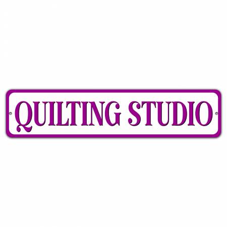 Quilting Studio Purp 4x18 Aluminum Sign