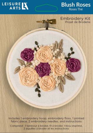 Leisure Arts Embroidery Kit 4in Blush Rose FR