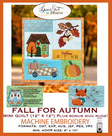 Fall For Autumn - Machine Embroidery Design - USB