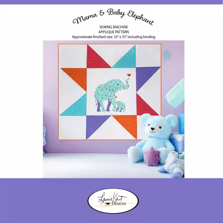 Mama & Baby Elephant Sewing Applique Quilt Pattern