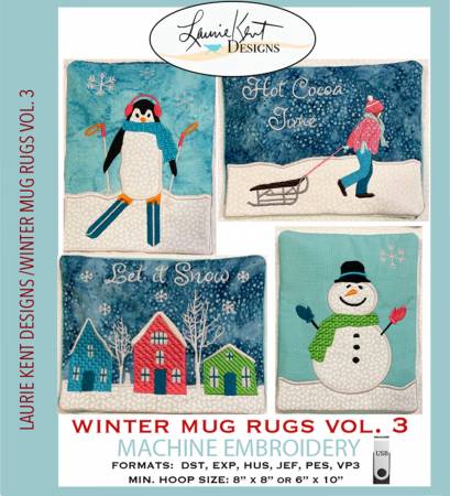 Winter Mug Rug Vol III Embroidery USB