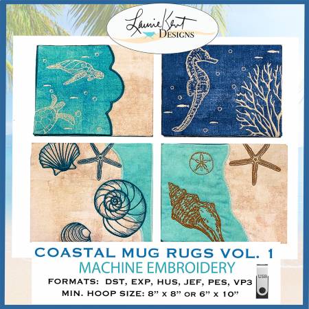 Coastal Mug Rugs Vol I Embroidery USB