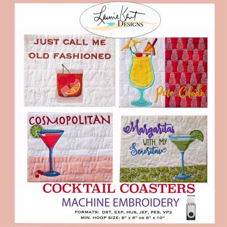 Cocktail Coaster Embroidery USB