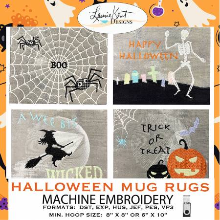 Halloween Mug Rug Embroidery USB