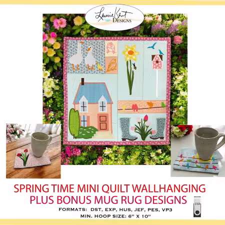 Spring Time Mini Quilt Sewing Pattern Plus 2 Bonus Mug Rugs