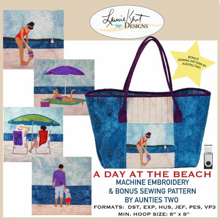 A Day at the Beach Embroidery Pattern USB