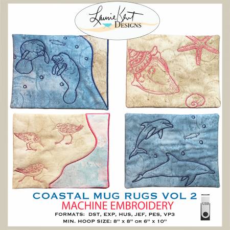 Coastal Mug Rugs Vol II Embroidery USB